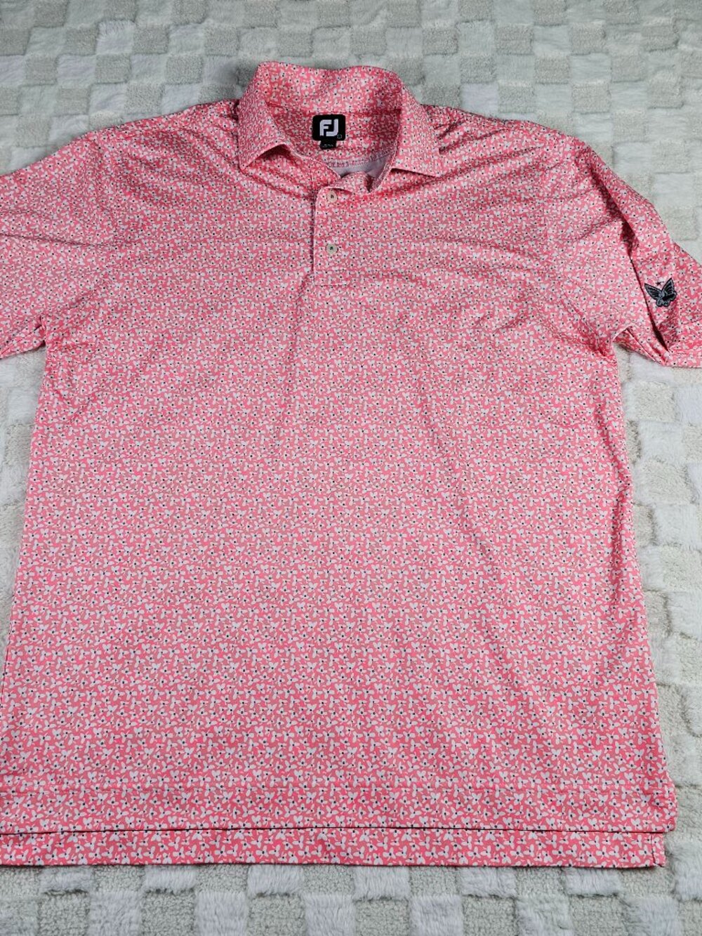 FootJoy Winged Foot Golf Club Polo Mens L Pink Floral ProDry Performance Shirt